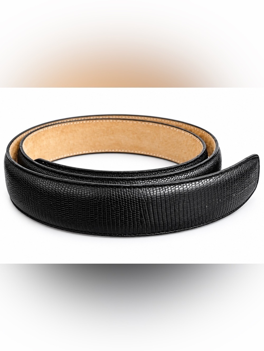Terry Stack Ladies L Self Close Belt Black Italian Snakeskin Leather Hook Loop A